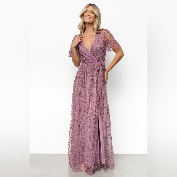 Baltic Born Marseille Embossed Maxi Dress in Lavender Size Medium - Picture 1 of 8